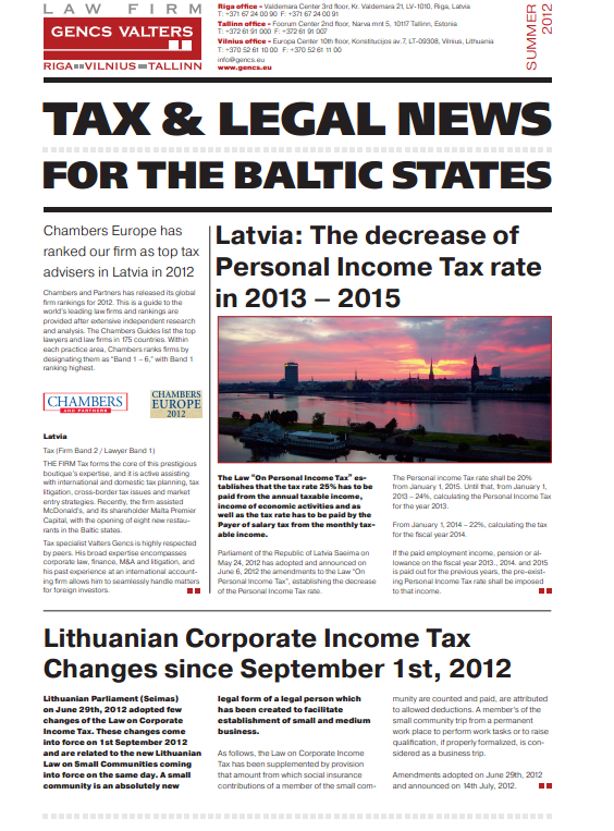 Gencs Valters Law Firm newsletter 2012